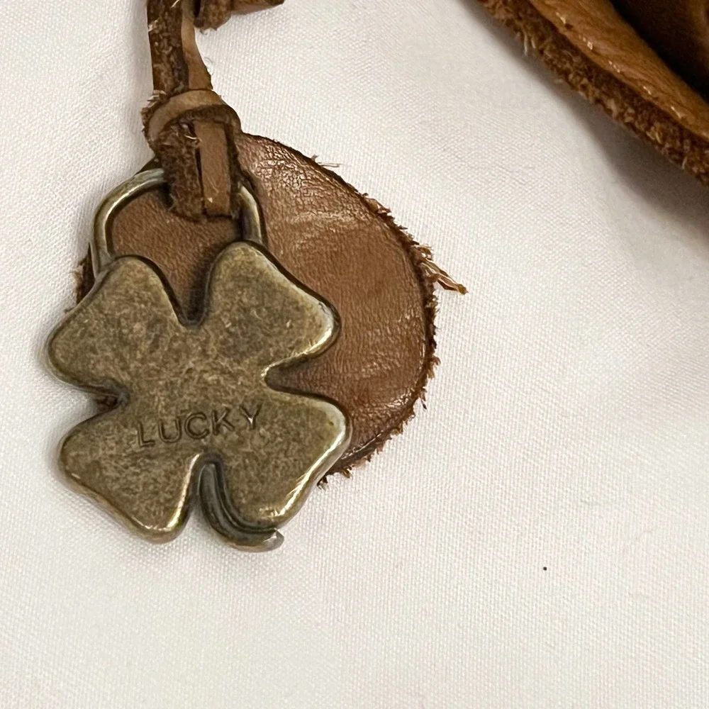 Lucky Brand Y2K Vintage 2000s Chevron Leather Tan Handbag Strap - Picture 12 of 16